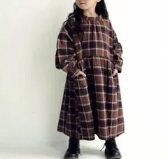 antiqua チェック柄ロングワンピース