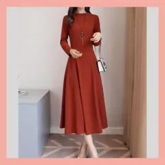 【新品】 XXL カットソー ワンピース オレンジ 無地 Aライン エレガント