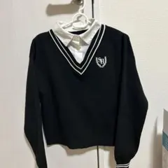 ブラック Vネック ニット Lサイズ
