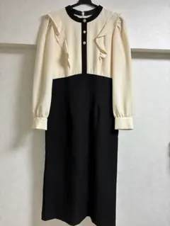 【中古品】　プロポーションボディドレッシング　バイカラーラッフルタイトワンピース