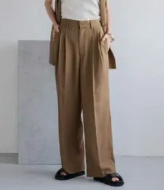 美品★ LOWRYSFARM スラックス バスケットワイドパンツ ブラウン M