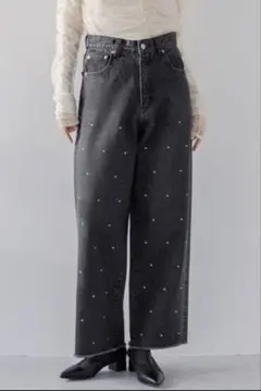 LOWRYSFARM ビジューデニムパンツ ブラック M