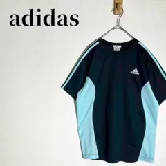 adidas　アディダス　CLIMACOOL　半袖Tシャツ　配色　黒×水色　M