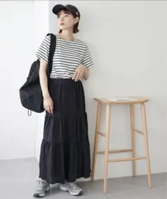 Discoat サテンワッシャーボリュームティアードスカート