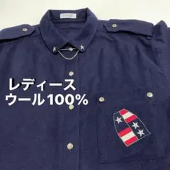 日本製　ウール100％　長袖　シャツ　ブラウス　トップス　羽織 レトロ 星