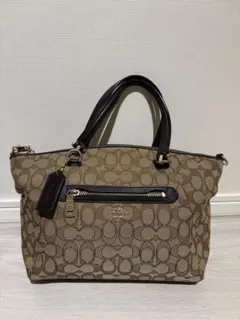 COACH コーチ シグネチャー柄 トートバッグ ハンドバッグ ブラウン