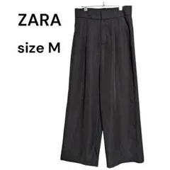 未使用 ZARA ハイウエストストレートレッグパンツ M ブラック ワイドパンツ