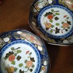 有田焼☆仁祥窯　献上伊万里様式和皿 2枚　 八角　菊文様 金彩 染付 伝統工芸