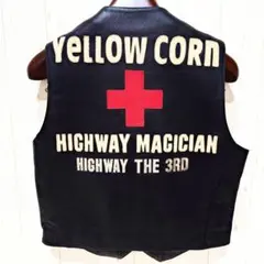 稀少 YeLLOW CORN レザーベスト 革ベスト レーシングベスト VESTのサムネイル