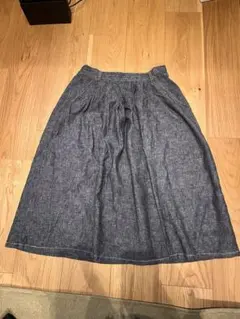 デニム風フレアスカート ダークブルー