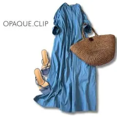 OPAQUE.CLIP ワンピース くすみブルー 五分袖 ロング丈 春夏