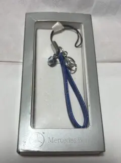 【新品未使用】メルセデス・ベンツ　ストラップ　ブルー　皮革　ワンポイント　純正