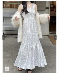 GRL 花柄シャーリングティアードキャミワンピースon227 アイボリー