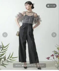 kana チュールティアードフリルパーティードレス M グレー/ブラック