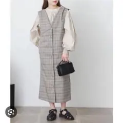 センスオブプレイス　チェックフロントボタンジャンパースカート ワンサイズ