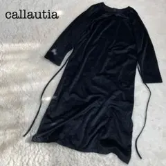 callautia ワンピース ロング ブラック バックリボン 長袖 ベロア