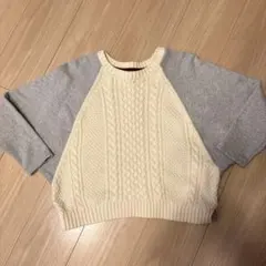 アイボリー　グレー　ラグランニット　トレーナー