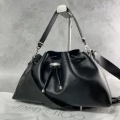 極美品✨JIMMY CHOO シンチ M 巾着型 カーフレザー ハンドバッグのサムネイル