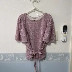 ⭐️TO BE CHIC⭐️ 花柄レース 半袖ブラウス ウエストリボン付きのサムネイル