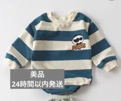 【美品】韓国ベビー服 プリングルス柄 ロンパース 60〜70㎝