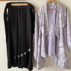 花柄着物セット（薄紫色・黒帯）
