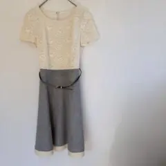 Début de Fiore アイボリーグレー 半袖ワンピース