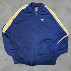 90s アディダス トラックジャケット 万国旗タグ ネイビー 紺 AQ9002