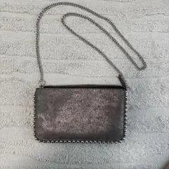 ZARAスタッズ付きグレーショルダーバッグ