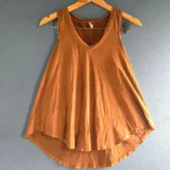 ブラウン Vネック ノースリーブ チュニック 【S】可愛い おしゃれ 無地