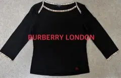 BURBERRY LONDON 五分袖カットソー ノバチェック ブラック【美品】