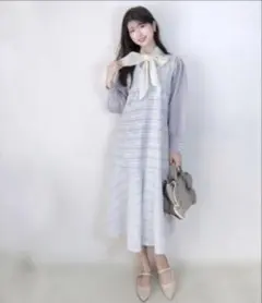 美品❗️しまむら 門脇伶奈 ツイードペプラムジャンパースカート 白 M