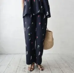 【新品】kgrowth◇花柄 ネイビー ワイドパンツ