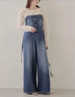 Chico デニムベアワイドコンビネゾン デニムブルー オーバーのサムネイル