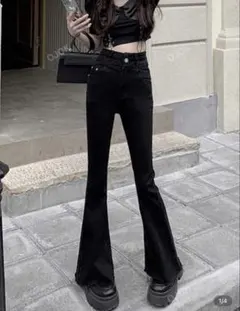 ブラックブーツカットデニム SHEIN シーン 韓国