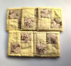 パッチワークコースター ハンドメイド　イエロー 　5枚セット