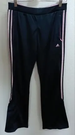 adidas スポーツパンツ ネイビー ピンクストライプ