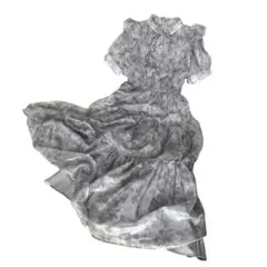 【Evelyn】25秋冬新作/ラメフリル花柄OP(ブルー)ロング/即翌日発送