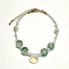 硝子の貝殻ブレスレット