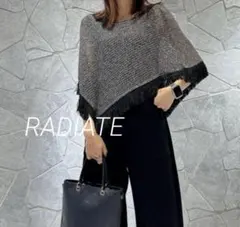 新品　RADIATE フリンジ付きニットポンチョ グレー