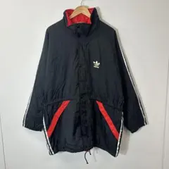 90s風 adidas ナイロンジャケット トレフォイル ブラック L 3ライン