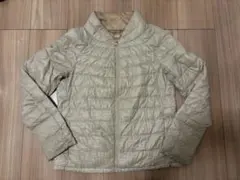 ベージュ系 チェック柄 ダウンジャケット UNIQLO Mサイズ 軽量