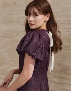 新品未着用HerliptoBloom-Sleeve Jacquard Dress