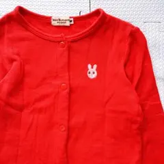 ミキハウス ホットビスケット カーディガン 赤 ウサギ 90cm