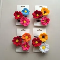 フェルトお花パッチンピン キッズヘアピン ハンドメイド３本セット