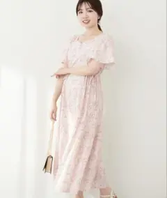 【canami】ハートネック両サイドプリーツフレアスリーブワンピース✳︎