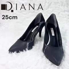 美品 DIANA ダイアナ ブラック ポインテッドトゥ パンプス 黒 25cm