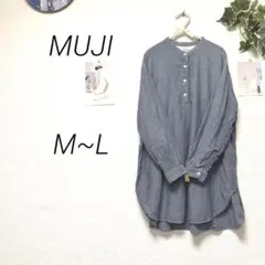 11655 MUJI 無印良品 コットンガーゼシャツ M~L チュニック 無地