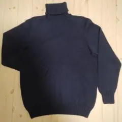 Drumohrドルモアダークネイビータートルネックニットミドルローゲージ48