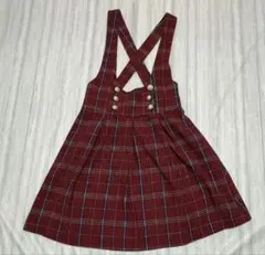 GALFIT 吊りスカート M 赤　チェック 冬