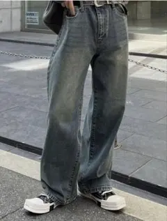 Chikashitsu+ vintage wash wide denim パンツ